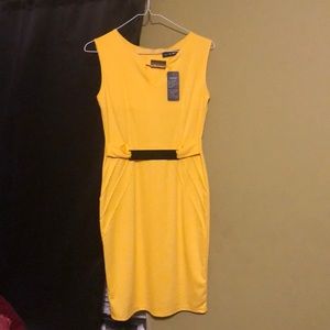 Yellow pencil dress